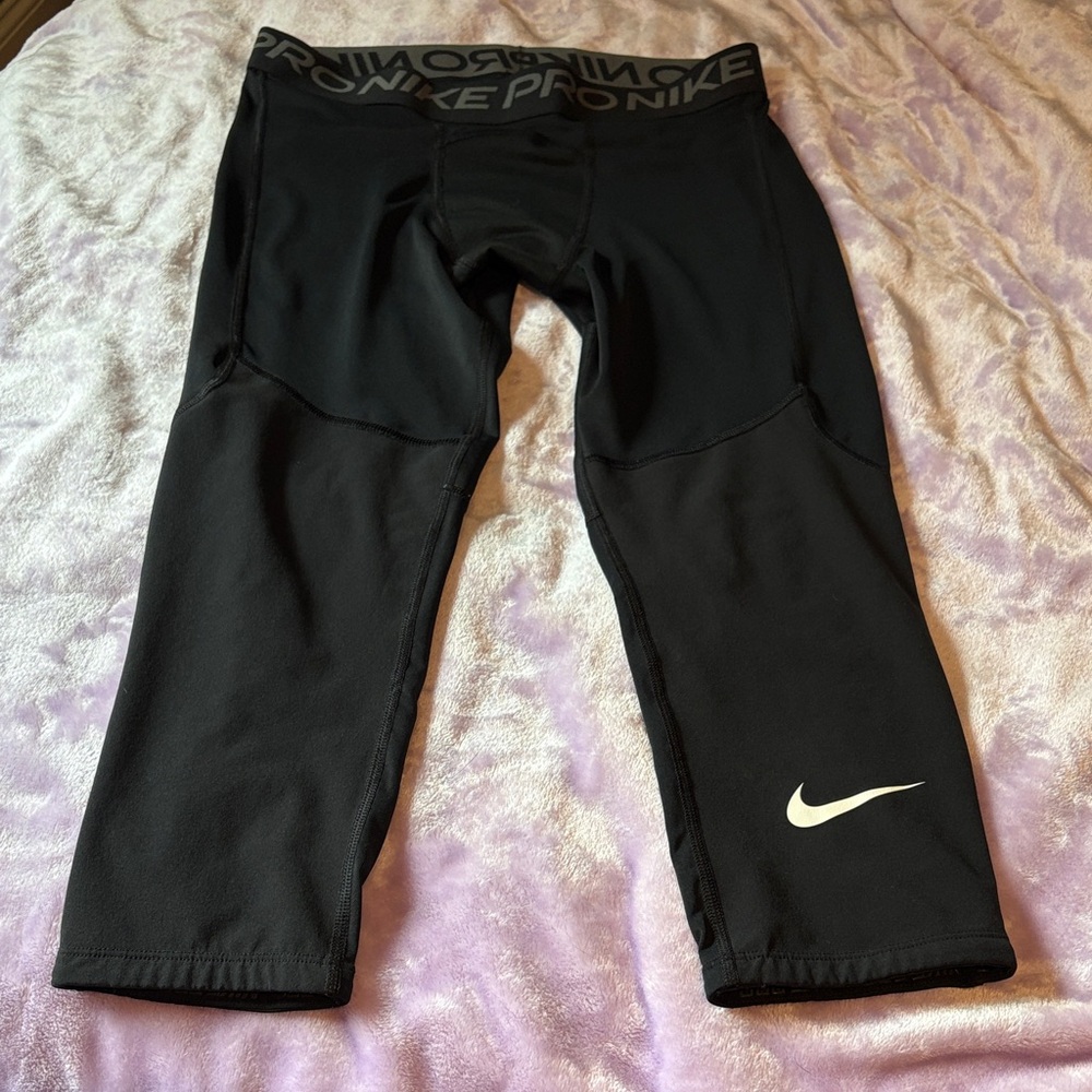 Nike Black Athletic Leggings with White Logo